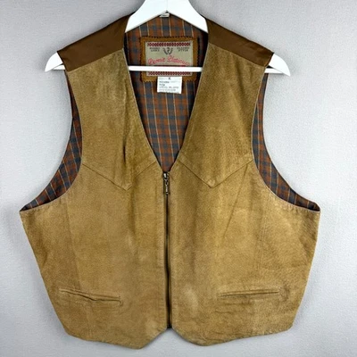 Chaleco Western de Colección Permiso Platino Para Hombres XL Cuero Marrón Franela Forrado Motocicleta Foto 1 de 4