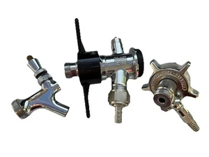 3 Lot Of 3 Draft Beer Faucet Chrome Lever Beer Dispensing Parts - Picture 1 of 14