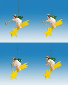 Baumbehang 4-teilig Engel auf Sternschnuppe ohne  Krone Höhe ca 6 cm NEU Baum  - Picture 1 of 1