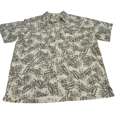L.L. Bean Mens Hawaiian Shirt Size XL Green Palm CoolMax Zip Pocket Outdoors - Image 1 of 4