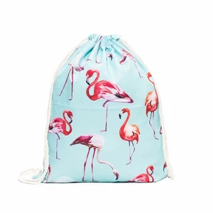 Turnbeutel Sportbeutel Flamingo Motiv Blau Türkis Kinder Rucksack Zuziehbeutel - Bild 1 von 2