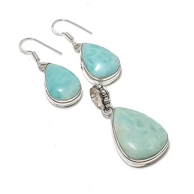 Pendiente colgante de piedras preciosas en forma de pera amazonita hecho a mano joyería vintage EP 5555 Foto 1 de 4