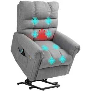 HOMCOM Power Lift Recliner Chair for Elderly with Massage and Heat Grey - Picture 1 of 11