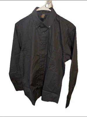 Camisa de vestir Harriton para hombre manga larga negra con botones talla mediana nueva Foto 1 de 2