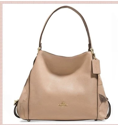 Nuevo con etiquetas. Bolso de hombro COACH 24966 Edie 31 retazos té rosa piel de serpiente madera de haya Foto 1 de 4