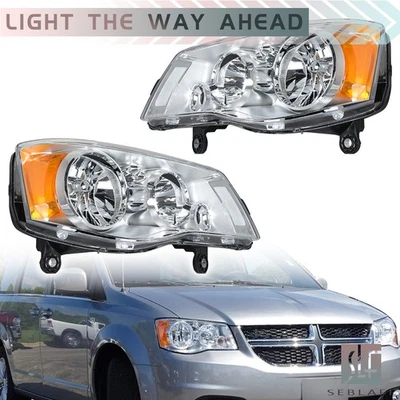 Pair Headlight For Dodge Grand Caravan 2011-2019 Chrysler Town&Country 2008-2016 - Image 1 of 4
