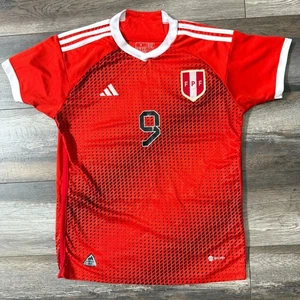 Adidas x PERU Soccer Jersey Red Mens Medium M Slim Fit #9 Lapadula 2023 Official - Picture 1 of 14