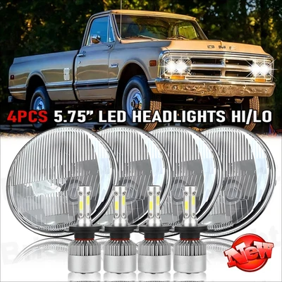 4pcs 5.75" 5-3/4 inch LED Headlight Hi-Lo For Chevy Truck C10 C20 Pickup Bel Air - Image 1 of 4