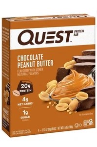 🟣 New QUEST Chocolate Peanut Butter 20g Protein 4g Net Carbs Bar 8.5oz (1 Box) - Picture 1 of 2