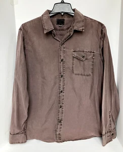 CONVERSE One Star Mens Size XL Cotton Casual Brown Button Up Shirt Metal Buttons - Picture 1 of 8