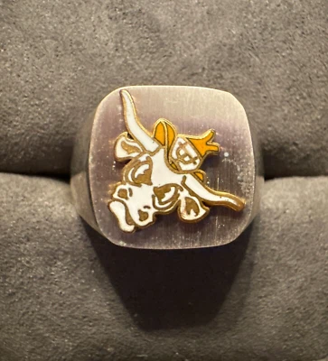 Nuevo anillo de sello de ley vintage lleno de oro de 14K de la Universidad de Texas Longhorns Foto 1 de 4