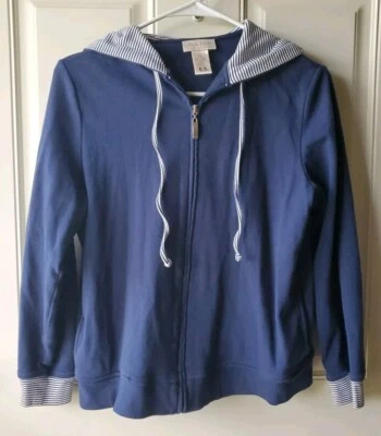 Chaqueta Studio Works Petite para mujer azul con capucha bolsillos con cremallera talla PS Foto 1 de 4