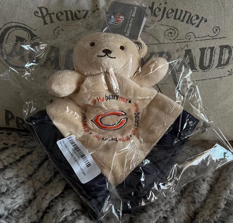 Chicago Bears Black Baby Security Bear Blanket NFL Officially Licensed 14X14 in Cover