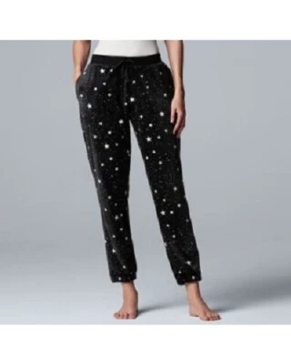 NUEVO Pantalones de chándal Simply Vera para mujer de felpa de terciopelo con cordón Prendas para dormir Negros XL Foto 1 de 4