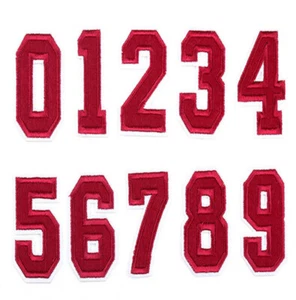 10pcs/lot New Red Color Embroidered Number digital Diy Decoration Patch - Picture 1 of 12