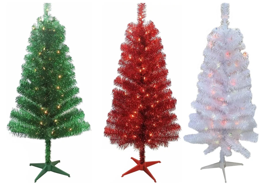 National Tree Company Artificial Christmas Tree Tinsel Includes Stand - 4ft - Image 1 of 2