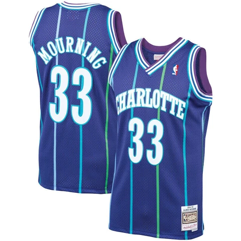 Alonzo Mourning Charlotte Hornets 1994-95 Mitchell & Ness Swingman Jersey-Purple Cover