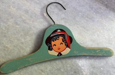 Antique Art Deco 1920s 20s 1930s Wood Wooden Kids Kid's Child's Clothes Hanger - Image 1 of 4