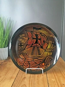 LARGE MID CENTURY POOLE POTTERY AEGEAN GALLEON VIKING SHIP CHARGER PLATE SHAPE 6 - Picture 1 of 10