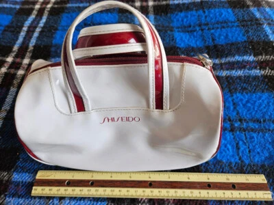 Bolso de Mano/Tote Bolsa Cosmética Shiseido Blanco y Carmesí, Nuevo Foto 1 de 4