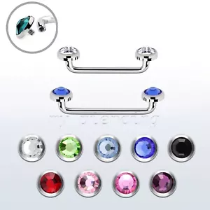 Bilanciere piercing superficie piatta acciaio 316L filettato internamente gemma piatta 14G 5mm - Foto 1 di 3