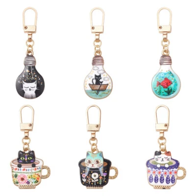 6 эмалированных кулонов с кошками подвески с застежкой-молнией для сумок для одежды ювелирных изделий - Изображение 1 из 4