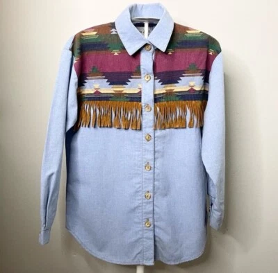 AMY BYER Vintage Girl’s Western Southwestern Denim Long Sleeve Button - Image 1 of 4