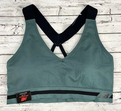 Sujetador deportivo New Balance impacto medio verde y negro talla XXL Foto 1 de 4