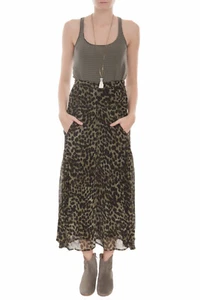 NUEVO CON ETIQUETAS ISABEL MARANT "CEGA" Maxi Falda Leopardo Talla 36 Verde Oliva Negro  - Imagen 1 de 8