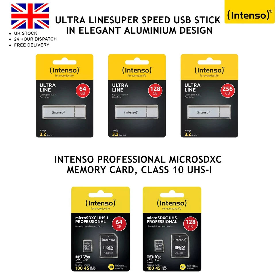 INTENSO ULTRA LINE SUPER SPEED  STICK & MicroSDXC Memory Card (64, 128, 256)GB - Image 1 of 1