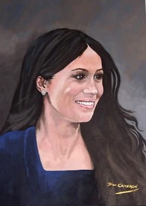 DON CAMERON ORIGINAL Meghan Markle Duchess of Sussex suits Royal OIL PAINTING - Picture 1 of 1