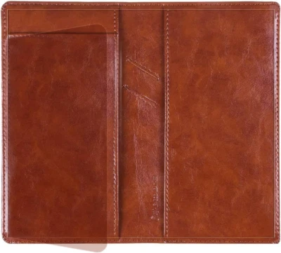 Leather Checkbook Cover: Built-In Divider, Pen Holder, RFID Blocking - Image 1 of 4