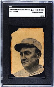1946-47 Propaganda Montiel #42 Ty Cobb SGC Authentic *Extremely Rare Blank Back*