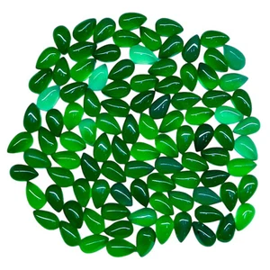 100 Pcs Natural Green Onyx 5x3mm Pear Cabochon Loose Untreated Gemstones Lot - Picture 1 of 8