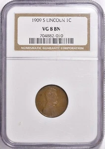 1909-S NGC VG 8 BN Lincoln Cent in Old Holder - Key Date Coin!!! - Picture 1 of 2