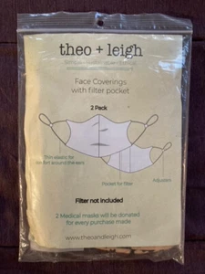THEO + LEIGH FACE COVERINGS WITH FILTER POCKET ANIMAL PRINT 2 PACK NEW UNUSED - Picture 1 of 2