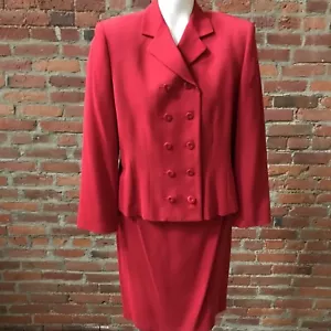 Emanuel Ungaro Women's Red Skirt Suit Double Breasted Flat front Short 8 42 90's - Picture 1 of 5