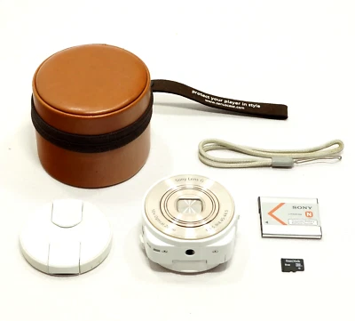[Excellent!!]Sony Cyber-shot DSC-QX10 18.2MP camera white W/ZENUS leather case - Image 1 of 4