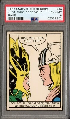 1966 Donruss Marvel Super Heroes #60 THOR ROOKIE PSA 6 Who Does Your Hair? - Image 1 of 2