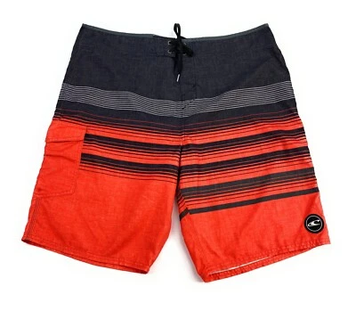 Pantalones cortos de tabla O'Neill para hombre con cierre de corbata 100 % poliéster gris naranja a rayas 38 Foto 1 de 4