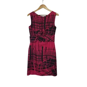 Kate Spade New York Pink & Black Abstract Print Silk Sleeveless Shift Dress Sz 4 - Picture 1 of 11
