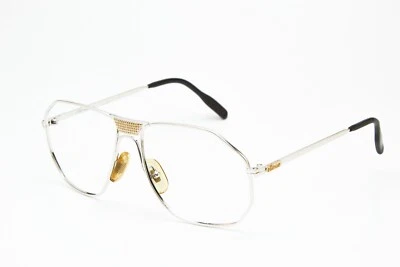 1980s vintage silver eyeglasses ELLESSE 58 aviator frame pilot eyeglasses - Image 1 of 4