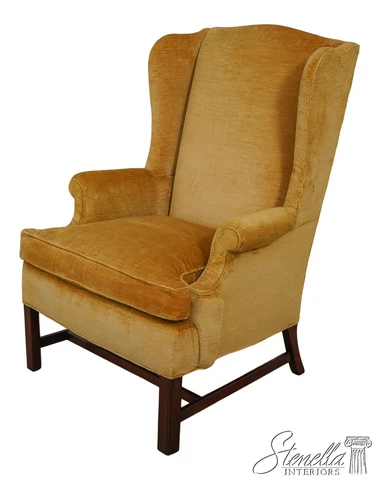 60145EC: HICKORY CHAIR CO Yellow Gold Chippendale Wing Chair Cover