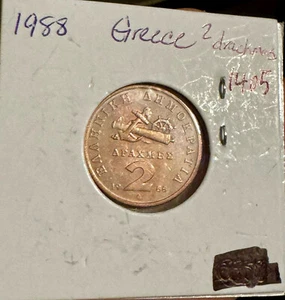 Greece 2 Drachmes 1988 Copper - Picture 1 of 3