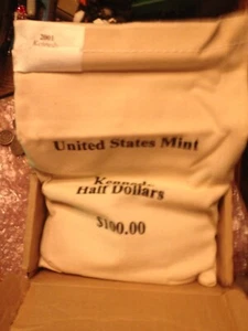 2001 P & D KENNEDY HALVES $100 SEALED UNCIRCULATED MINT BAG - Picture 1 of 1
