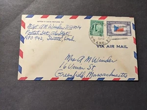 APO 942 ANCHORAGE, ALASKA 1946 Army Cover M/Sgt Soldier's Mail - Picture 1 of 2