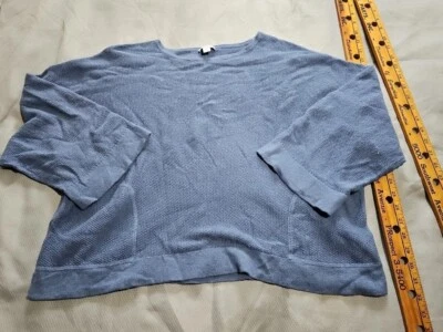 Camisa para mujer Jill azul mediana tejida gofre algodón cachemir bolsillos relajados corta Foto 1 de 4