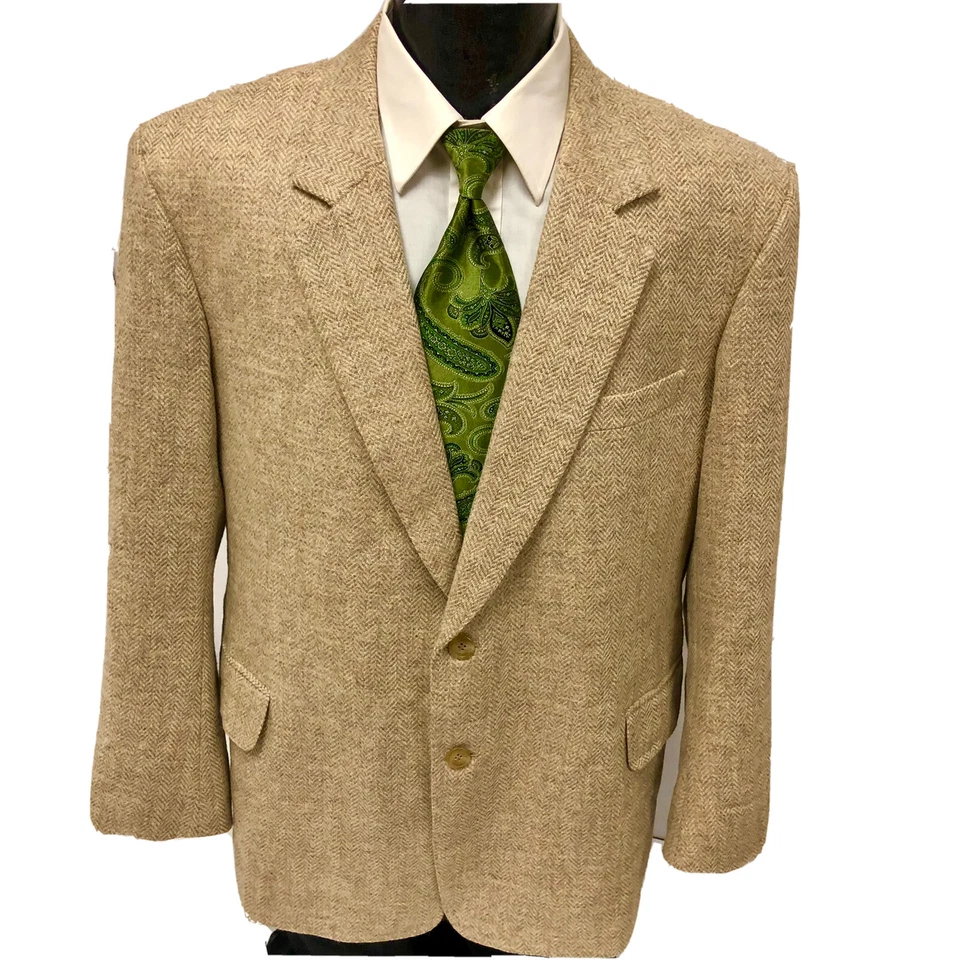 Holland & Sherry BESPOKE Sport Coat Donegal Herringbone Tweed Jacket Wool Blazer - Image 1 of 4