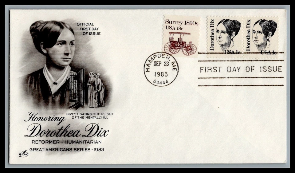 US FDC # 1844 1c Dorothea Dix ArtCraft pair  1983, 9M971 - Image 1 of 1