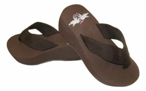 Trendy Design's Brown Flip Flops Wedge Low Heel Comfortable US Womens Sz 4-11 - Picture 1 of 3